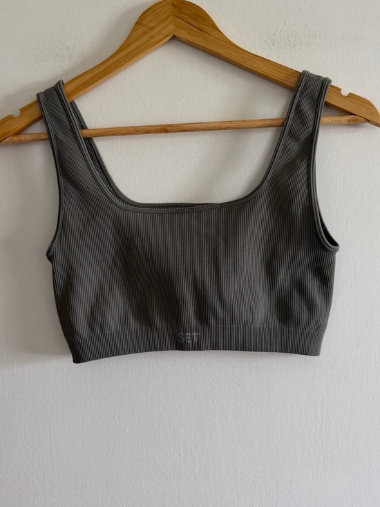 SET Active Other - SET ACTIVE Green/Gray Ribbed Square Neck Sports Bra size Small EUC